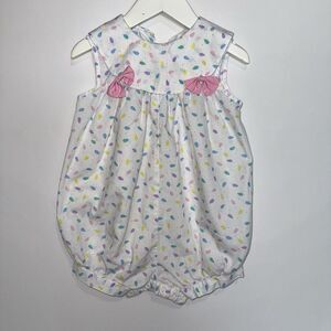 Vintage Babycrest White And Pastel Girls Romper - 90's - 24 Months